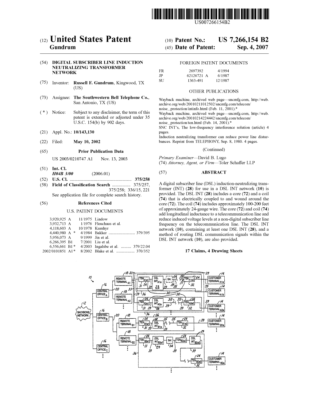 United States Patent (10) Patent N0.: US 7,266,154 B2 Gundrum (45) Date of Patent: Sep