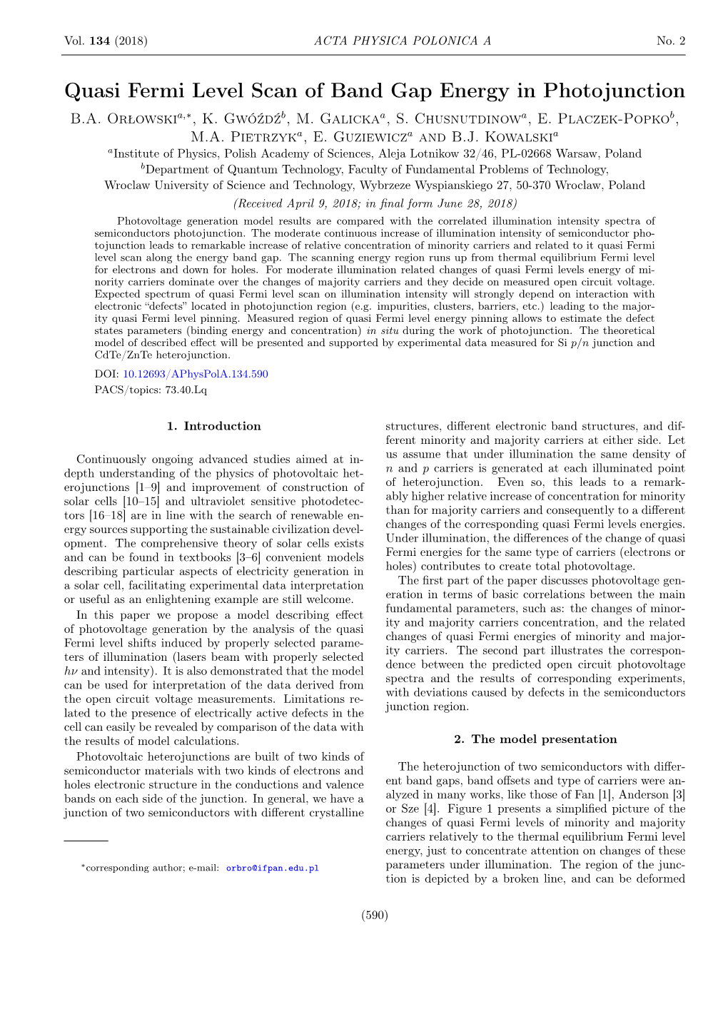 Quasi Fermi Level Scan of Band Gap Energy in Photojunction B.A