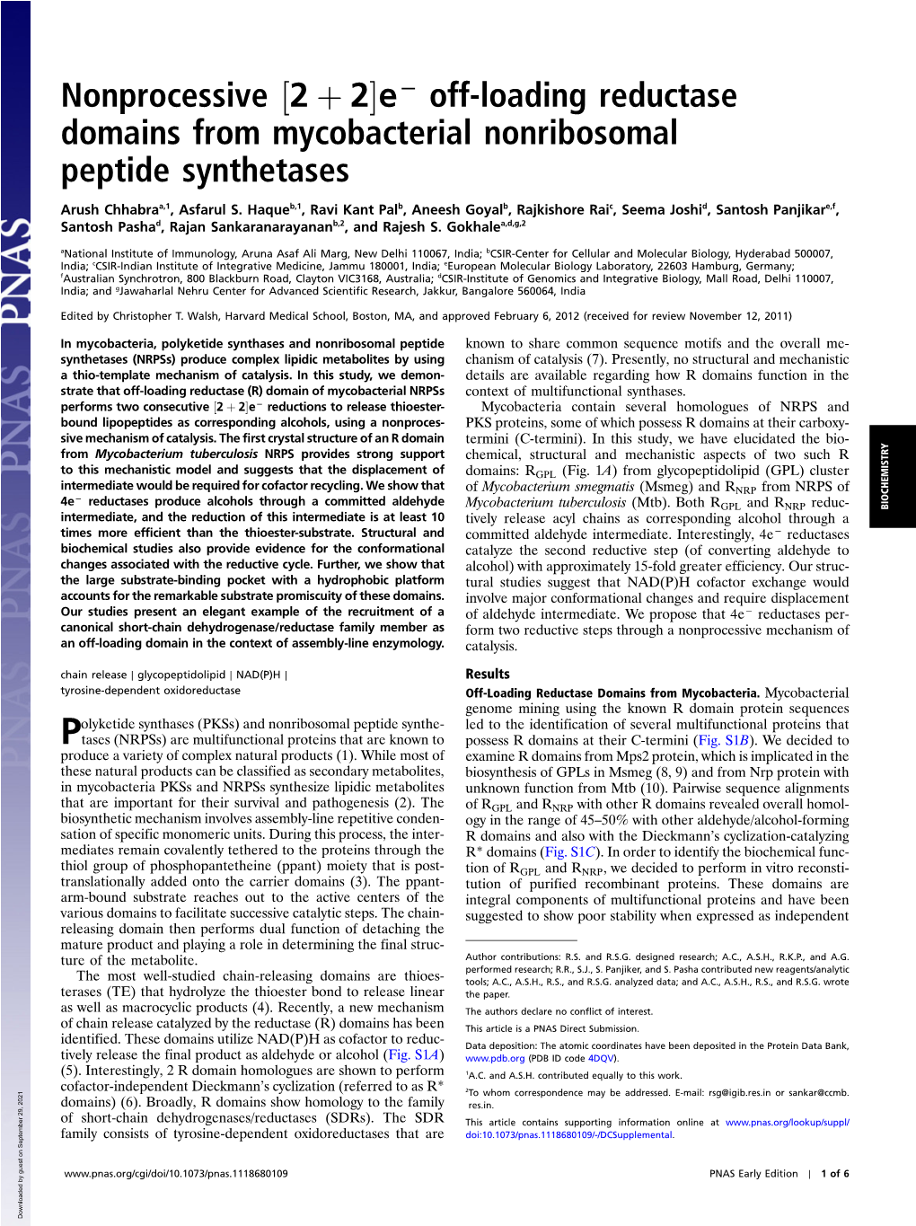 [2 + 2]E Off-Loading Reductase Domains from Mycobacterial Nonribosomal