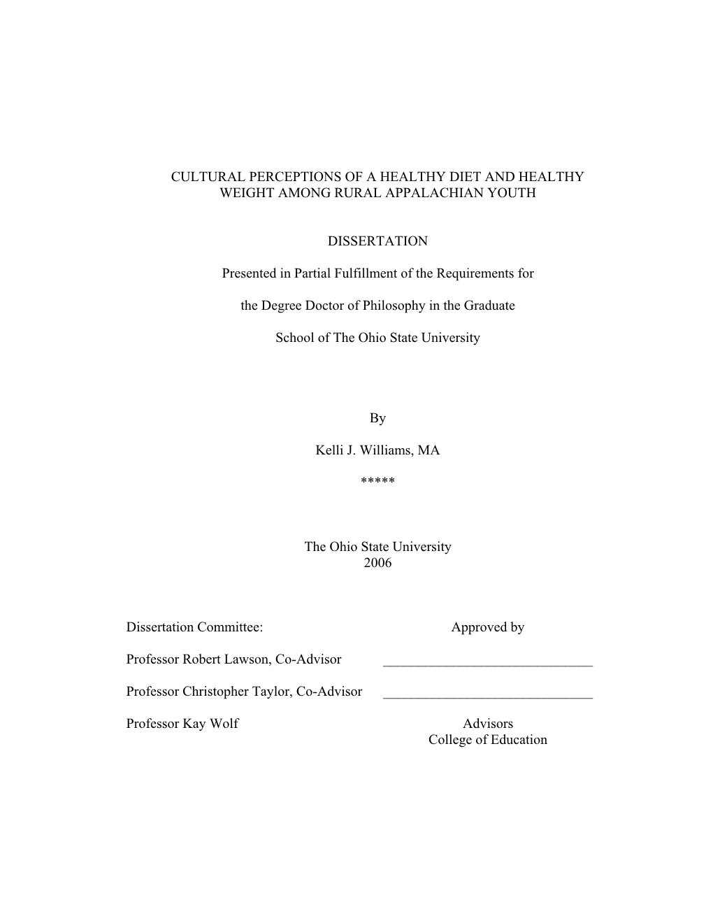 Cultural Perceptions of a Healthy Diet and Healthy Weight Among Rural Appalachian Youth