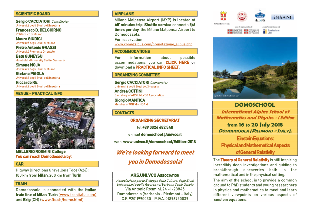 We're Looking Forward to Meet You in Domodossola!