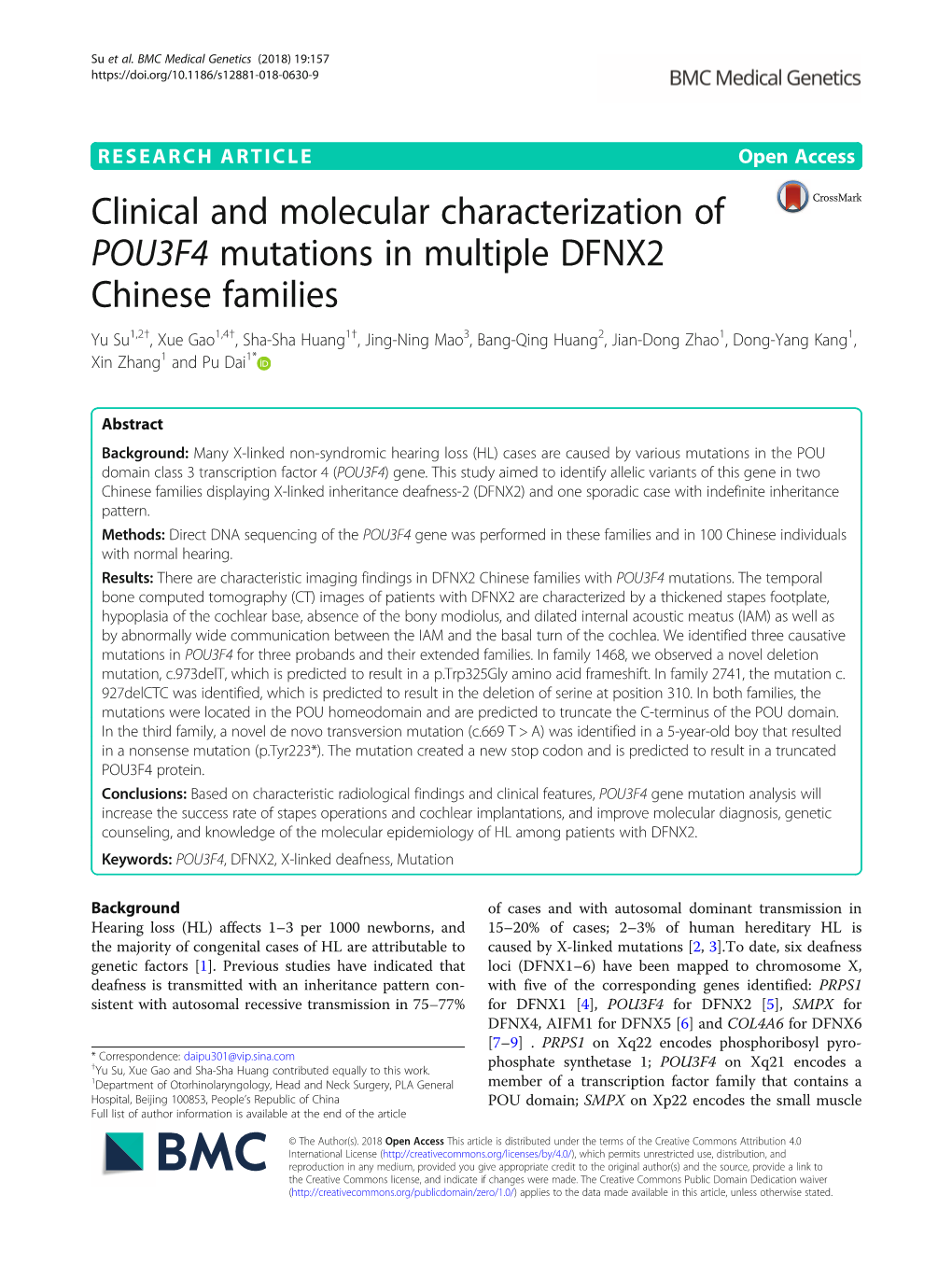 Clinical and Molecular Characterization of POU3F4