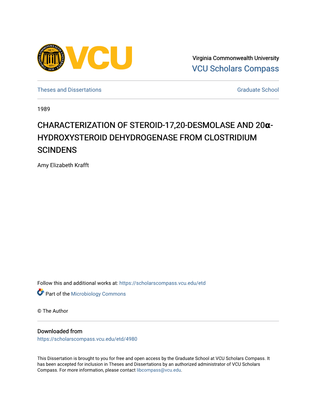 Characterization of Steroid-17,20-Desmolase and 20Α- Hydroxysteroid Dehydrogenase from Clostridium Scindens