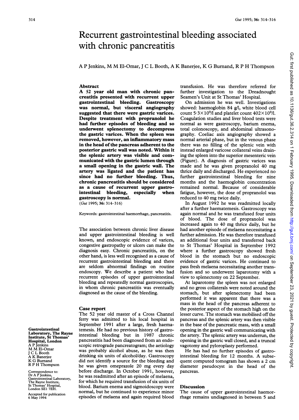 Recurrent Gastrointestinalbleeding Associated