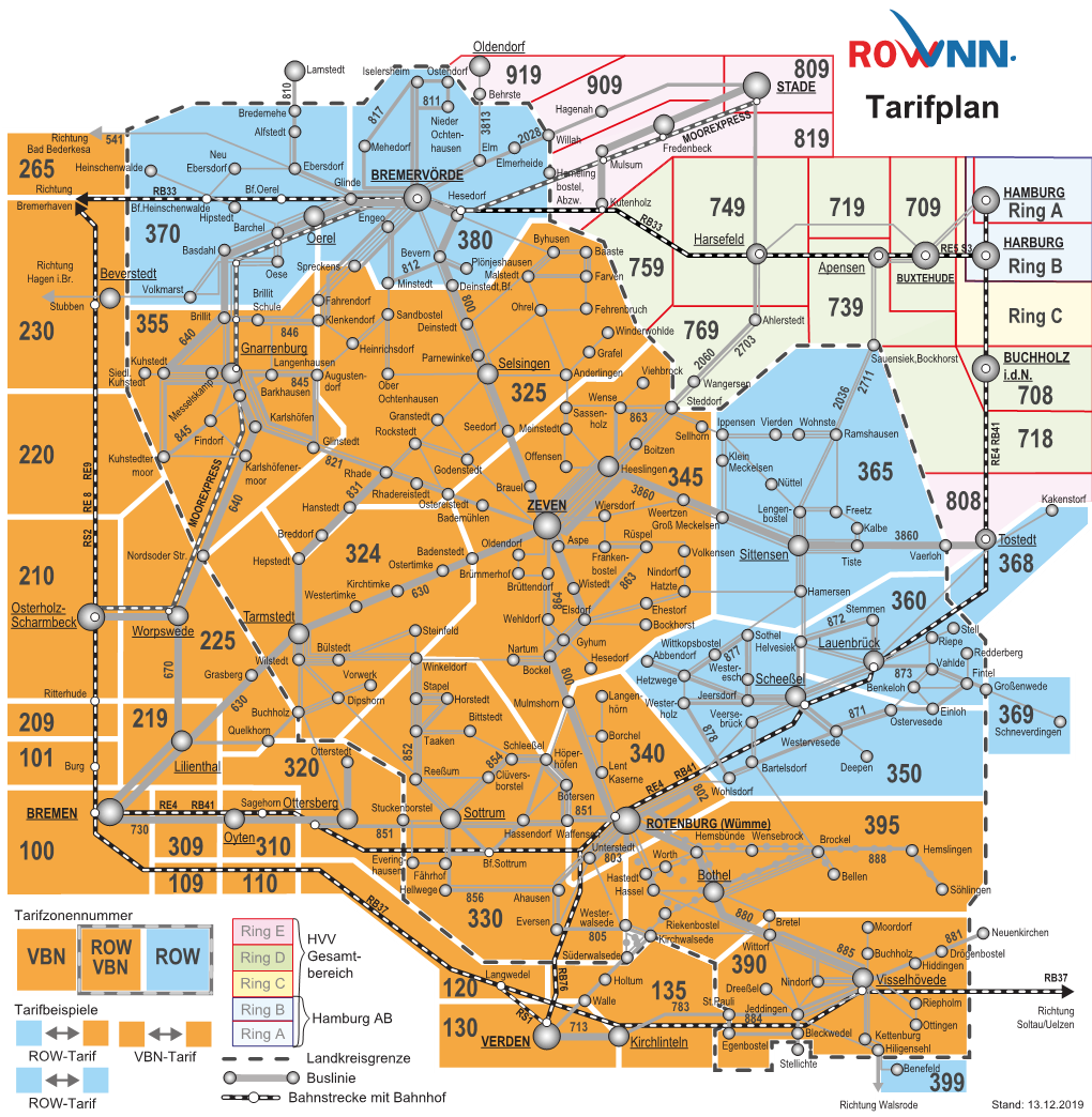 Tarifzonenplan ROW-Tarif Ab 13.12.2019