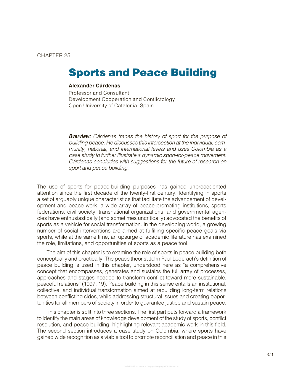 Sports and Peace Building