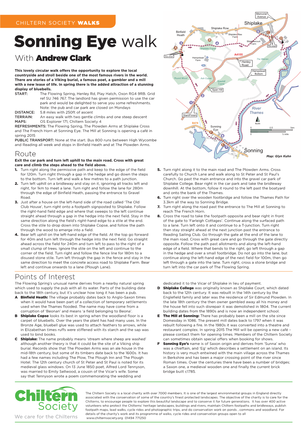 Sonning Eye Walk a Shiplake Copse 6 A4155 Bus Stops Hampstead the Warren Farm with Andrew Clark Henley Road