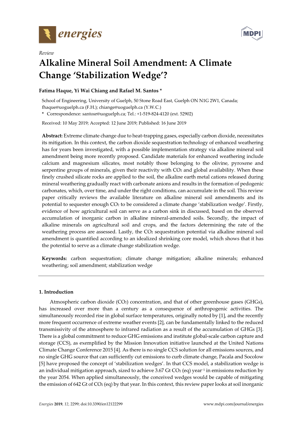 Alkaline Mineral Soil Amendment: a Climate Change ‘Stabilization Wedge’?