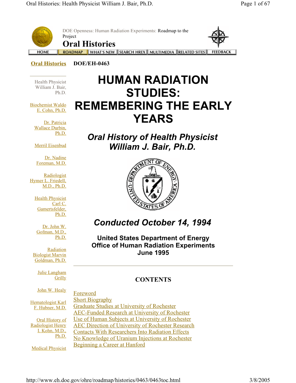 Human Radiation Studies