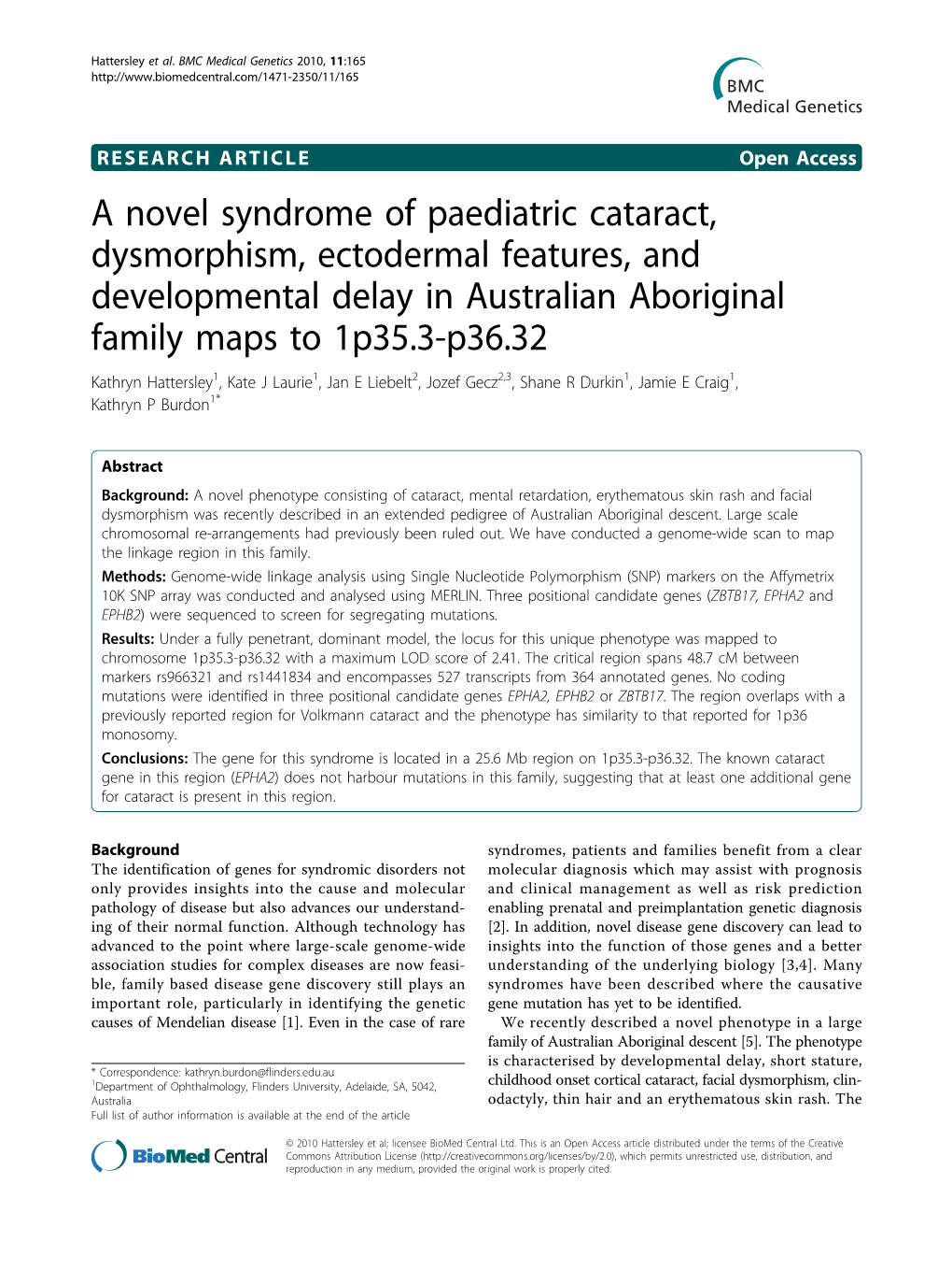 A Novel Syndrome of Paediatric Cataract, Dysmorphism, Ectodermal Features, and Developmental Delay in Australian Aboriginal Fami