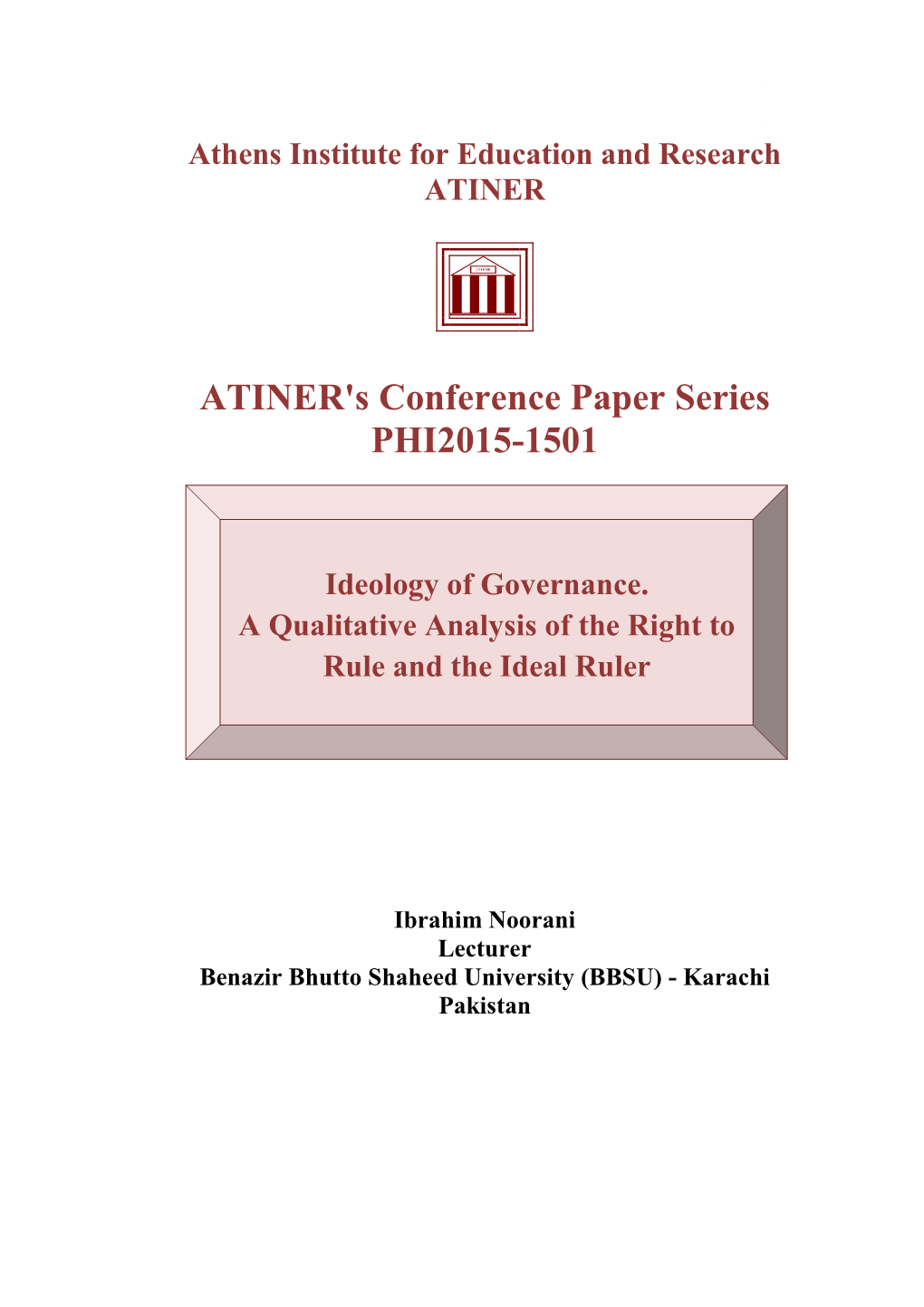 ATINER's Conference Paper Series PHI2015-1501