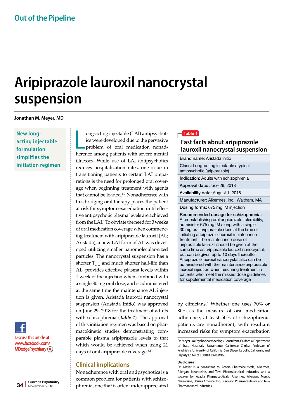 Aripiprazole Lauroxil Nanocrystal Suspension