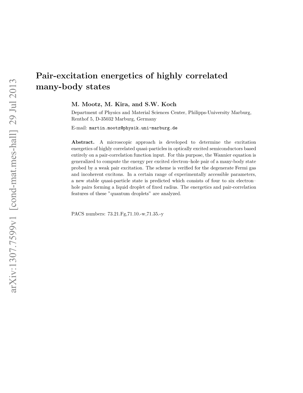 Pair-Excitation Energetics of Highly Correlated Many-Body States 2