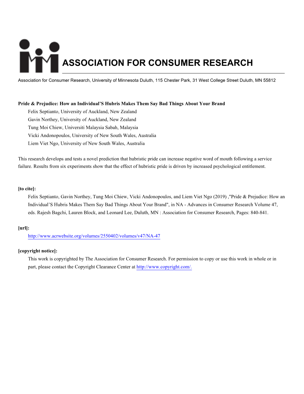 Association for Consumer Research