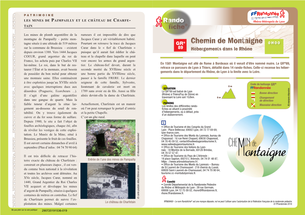 Chemin De Montaigne 0H00 Sur La Commune De Brussieu - ​Existent Cœur Dans Le « Fief De Charfetain » 89 Hébergements Dans Le Rhône Depuis Environ 1388