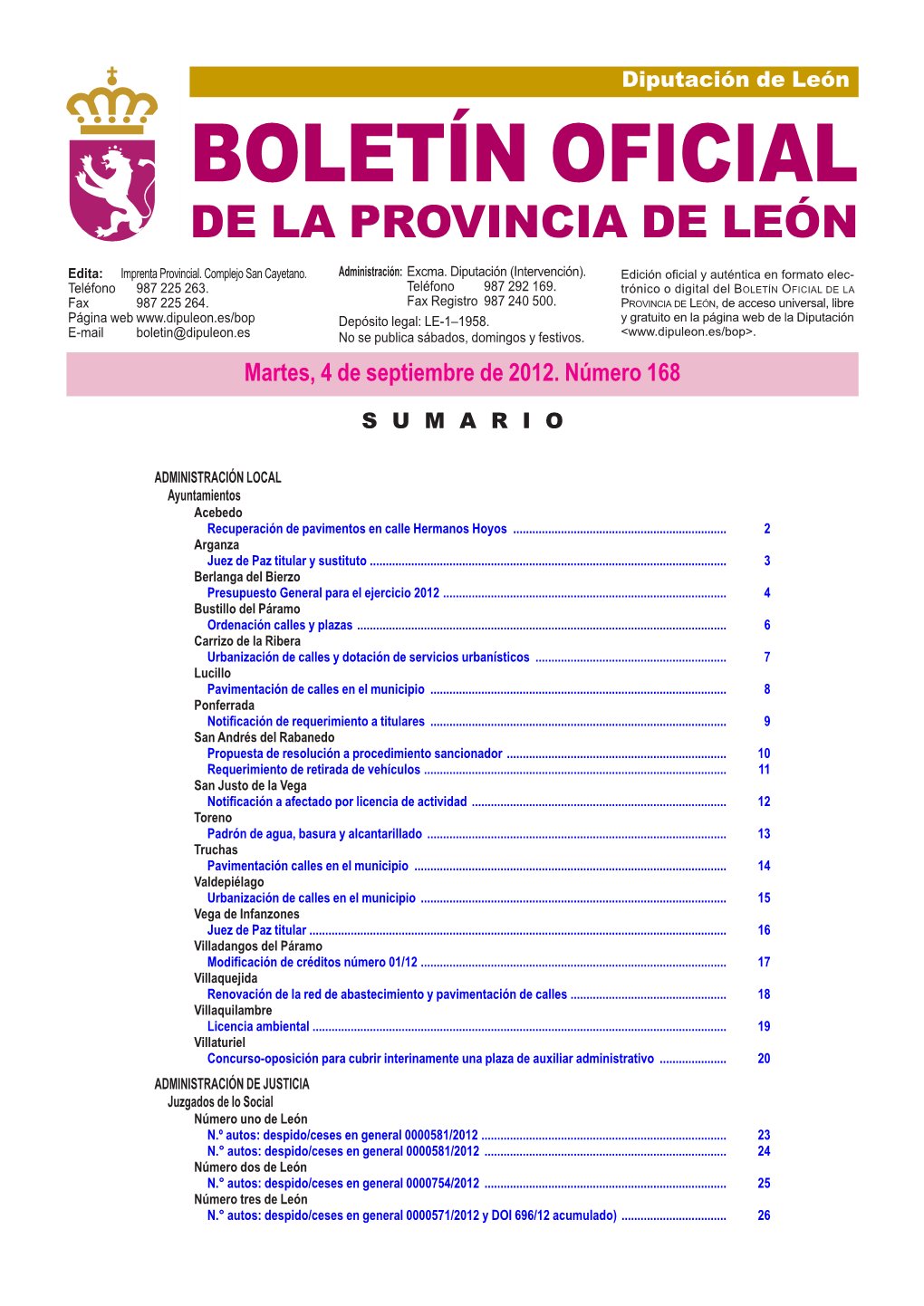 Boletín Oficial De La Provincia De León