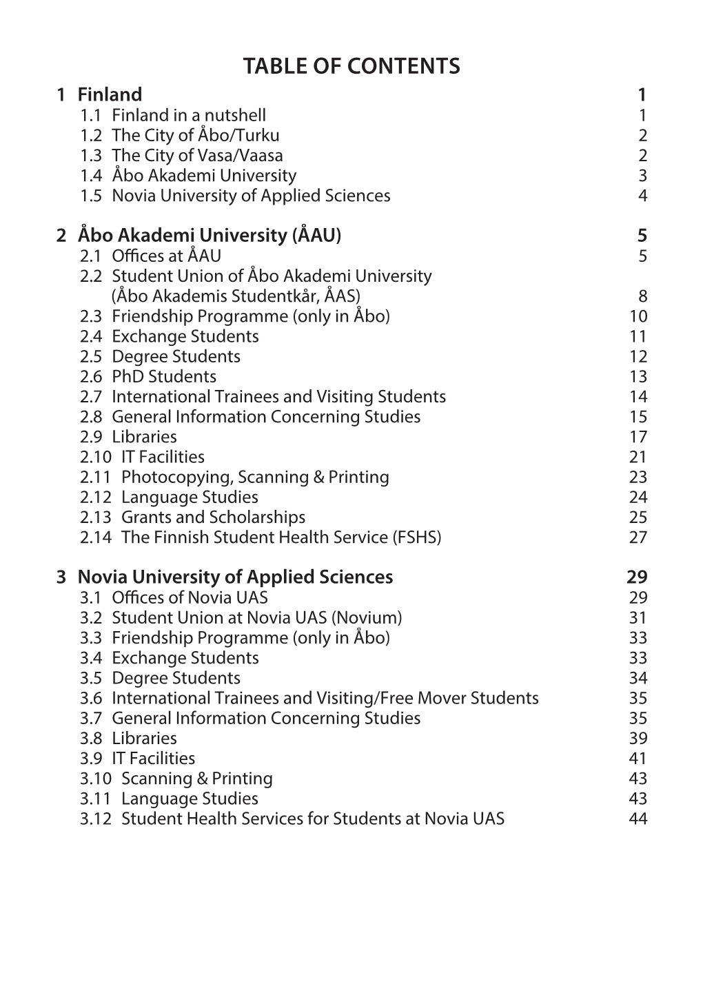 Table of Contents