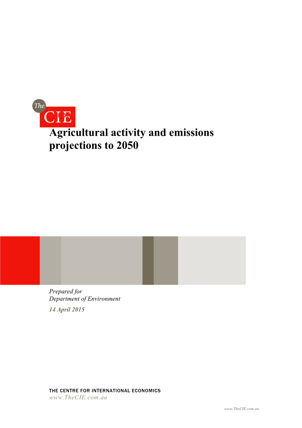 Agricultural Activity and Emissions Projections to 2050