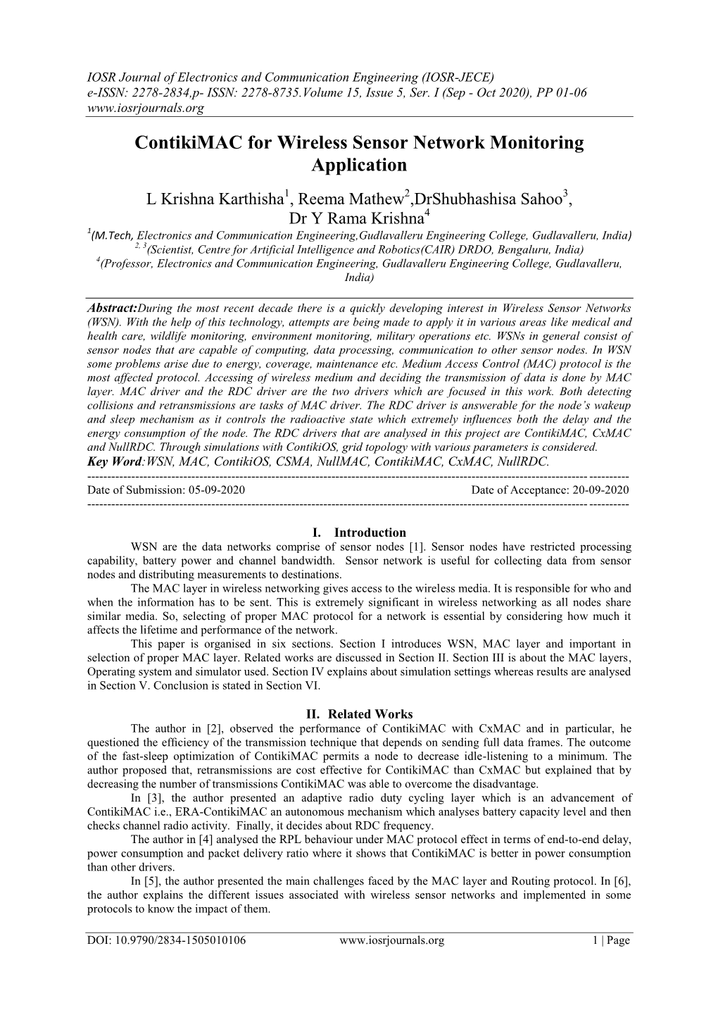 Contikimac for Wireless Sensor Network Monitoring Application