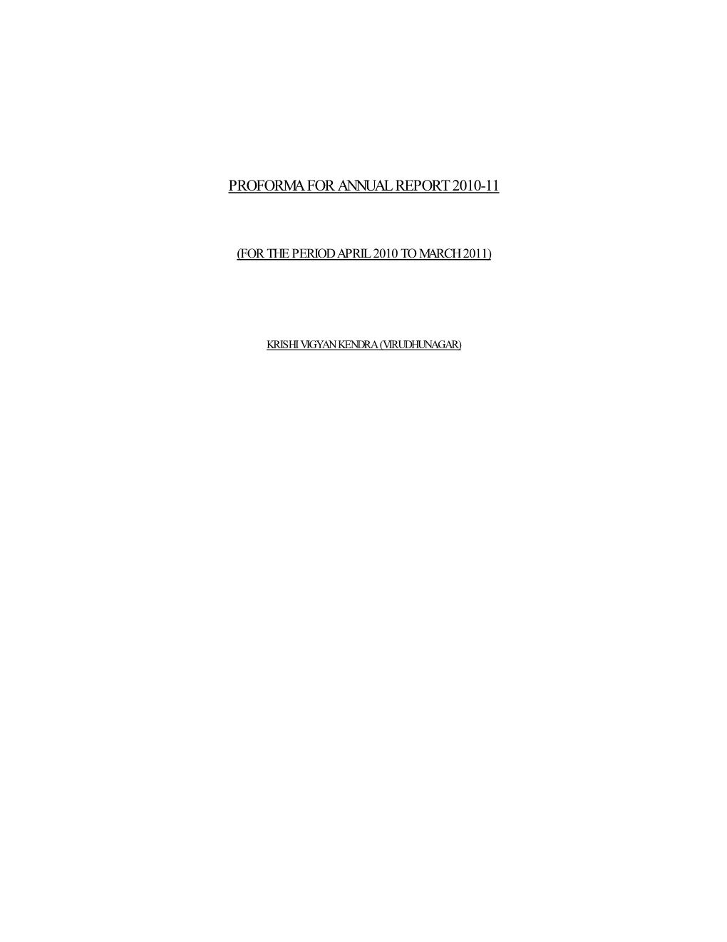 Proforma for Annual Report 2010-11