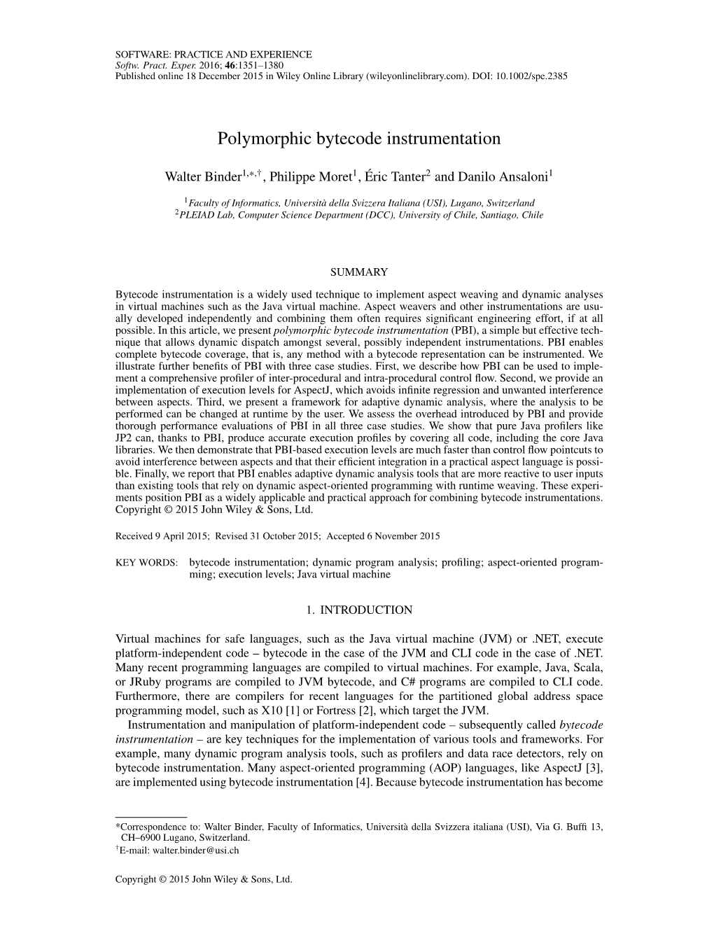 Polymorphic Bytecode Instrumentation