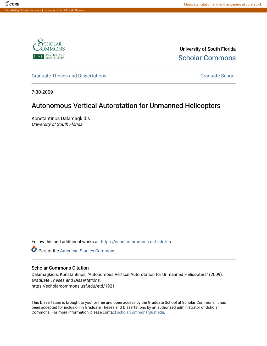 Autonomous Vertical Autorotation for Unmanned Helicopters