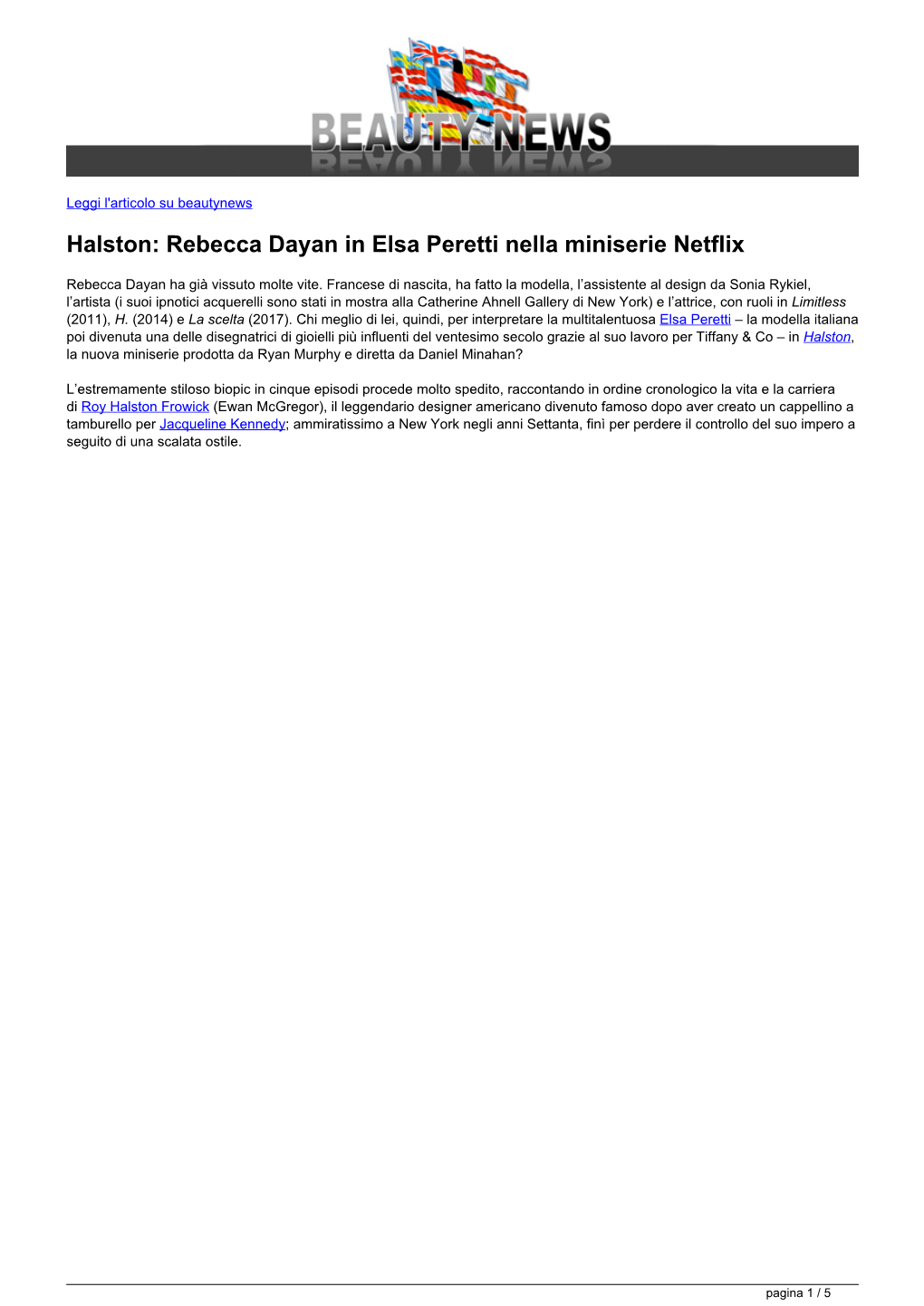 Halston: Rebecca Dayan in Elsa Peretti Nella Miniserie Netflix