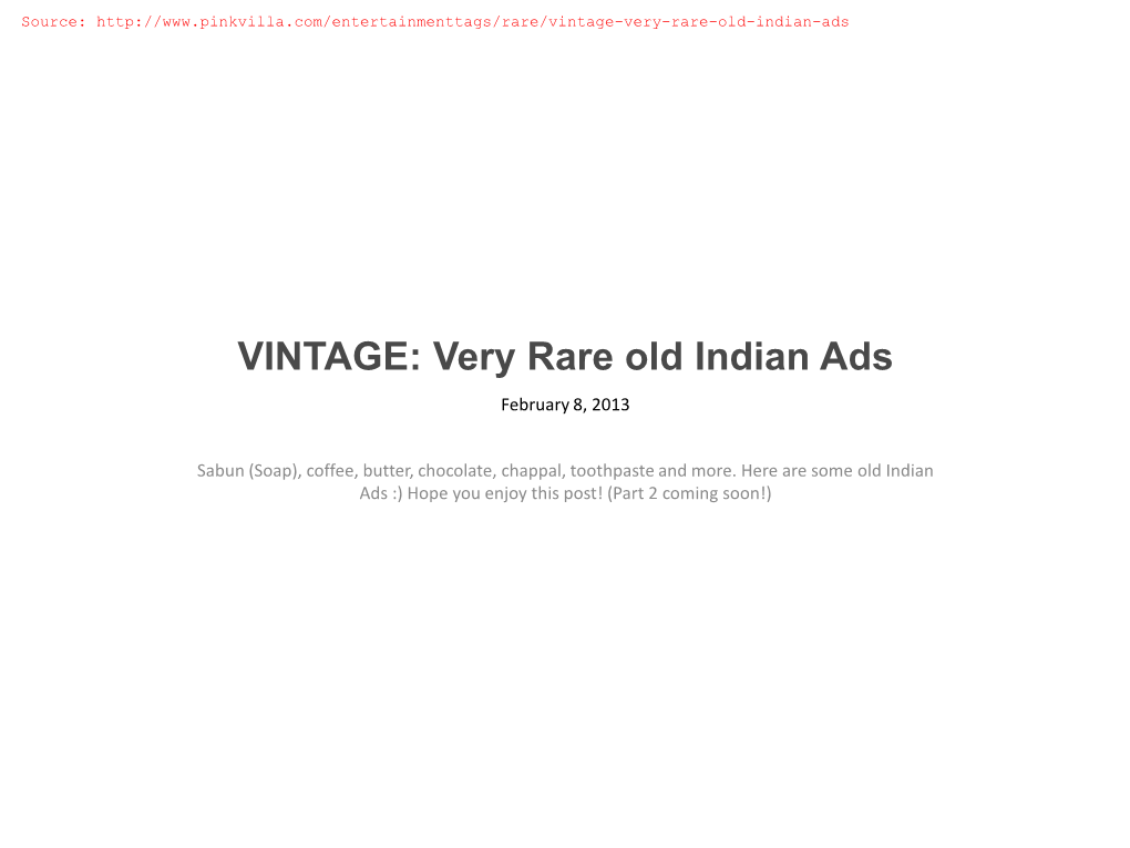 Very Rare Old Indian Ads February 8, 2013