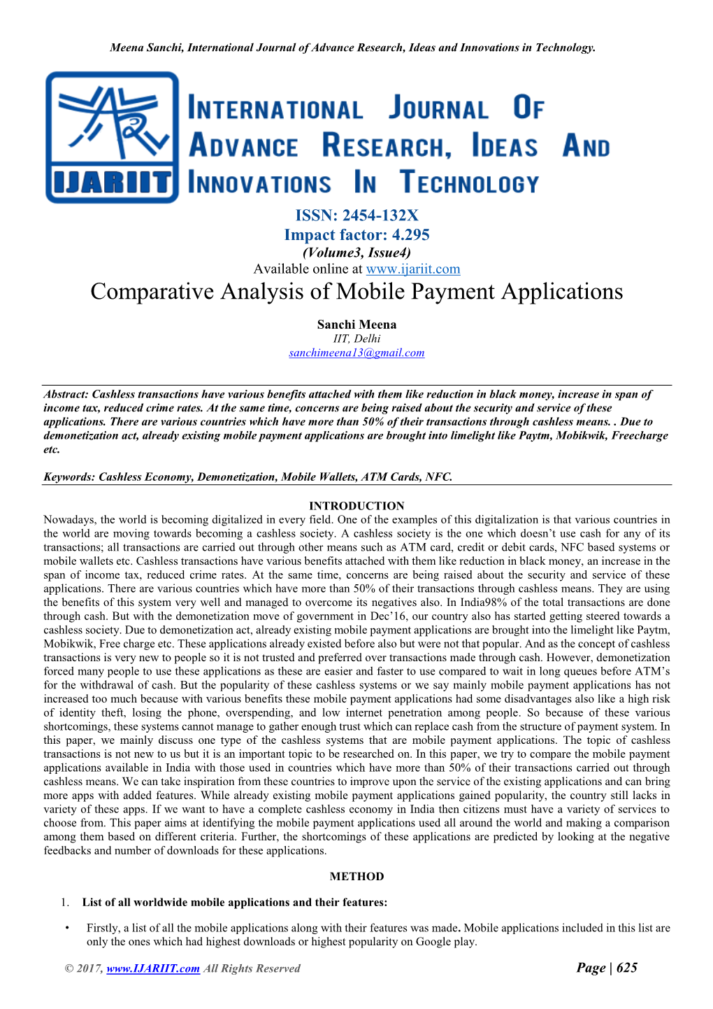 Comparative Analysis of Mobile Payment Applications