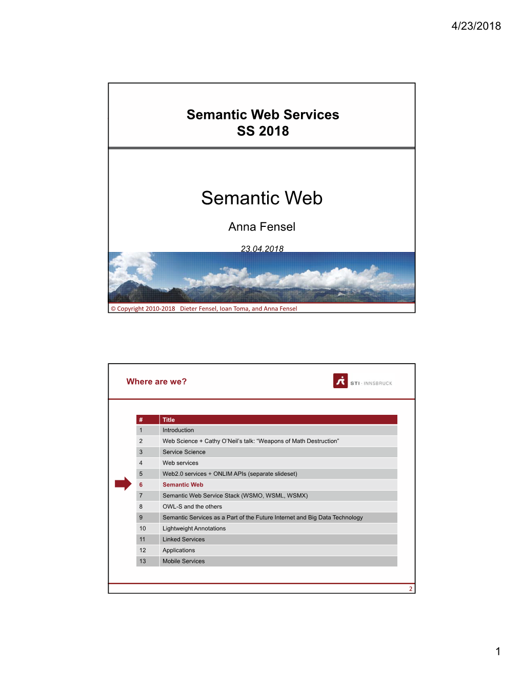 Semantic Web Services SS 2018
