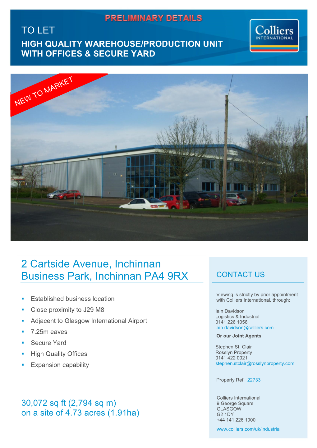 2 Cartside Avenue, Inchinnan Business Park, Inchinnan PA4 9RX CONTACT US