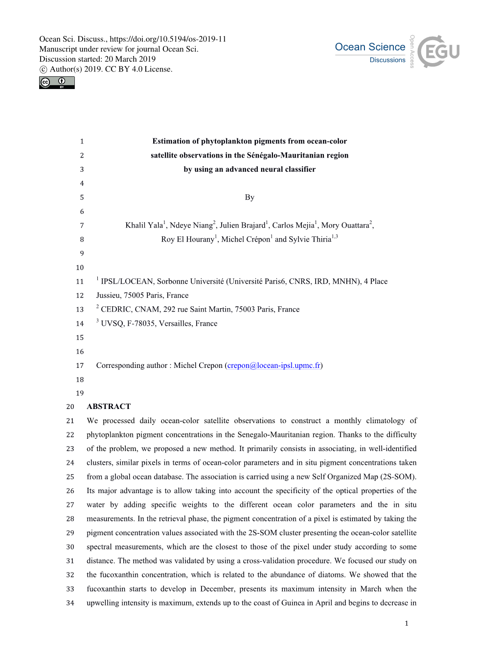 Estimation of Phytoplankton Pigments from Ocean-Color Satellite