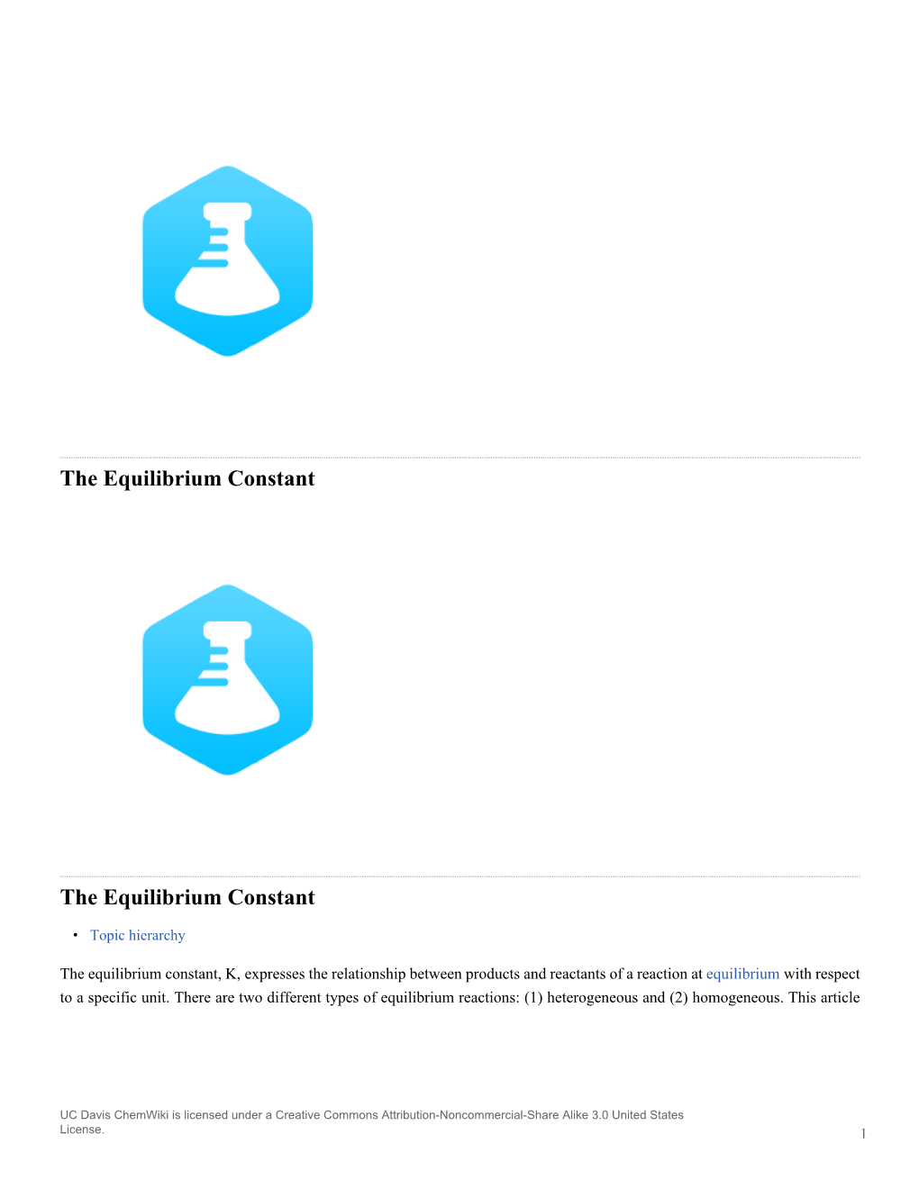 The Equilibrium Constant