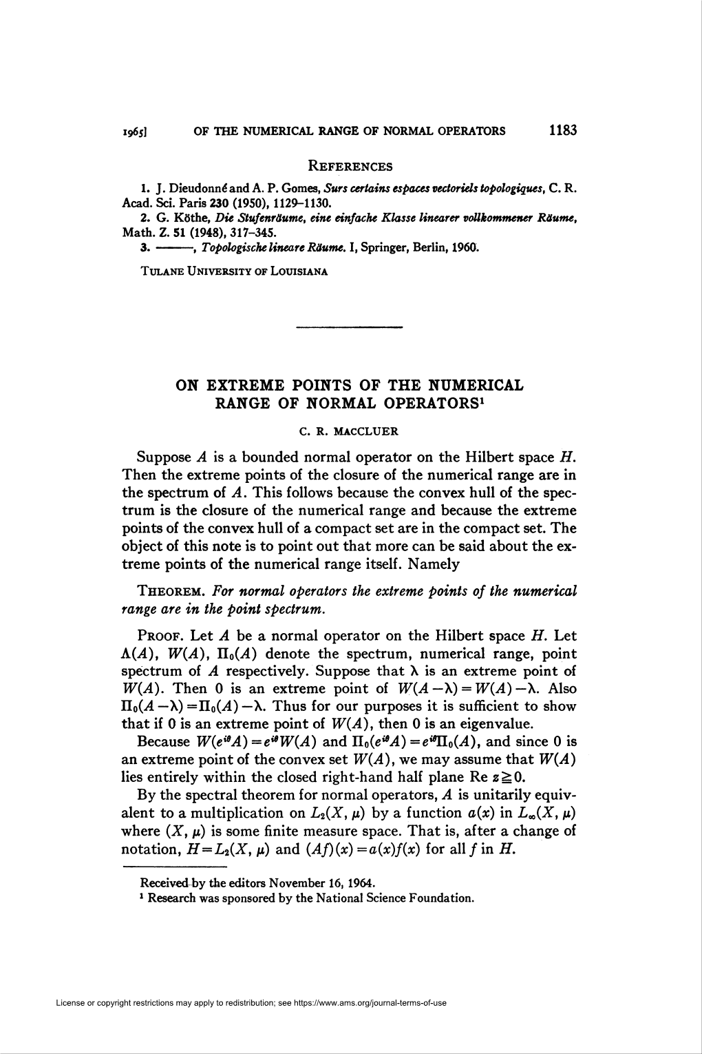 On Extreme Points of the Numerical Range of Normal Operators1