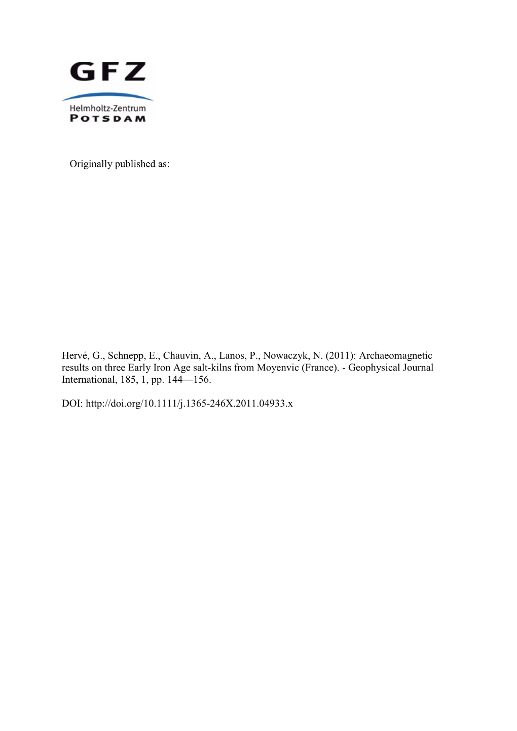 Archaeomagnetic Results on Three Early Iron Age Saltkilns from Moyenvic