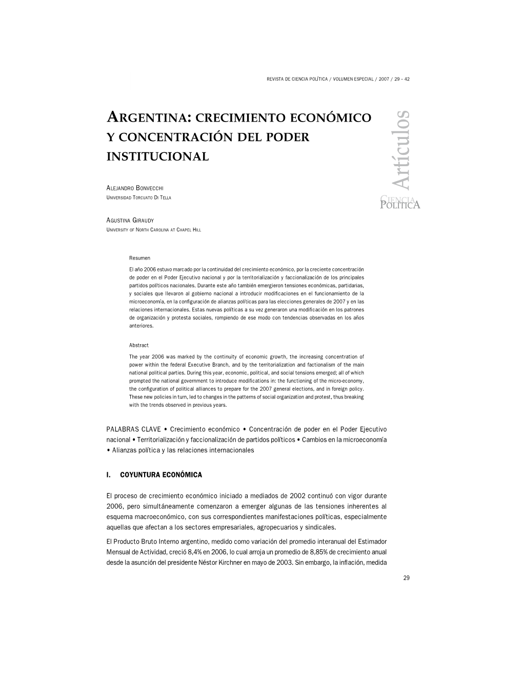 Crecimiento Económico Y Concentración Del Poder Institucional