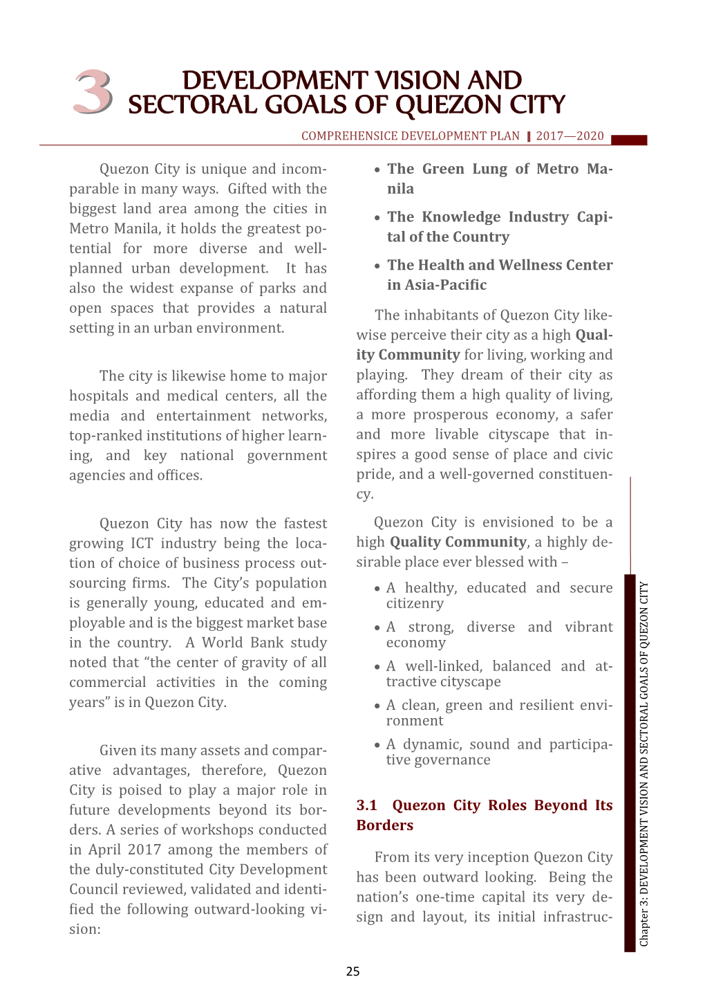 Development Vision and Sectoral Goals of Quezon City Comprehensice Development Plan | 2017—2020