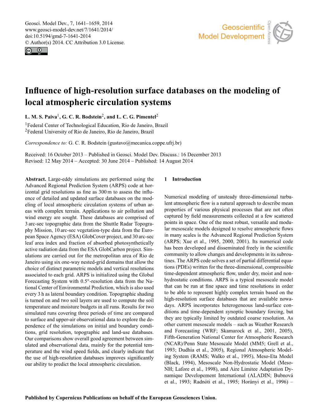 Influence of High-Resolution Surface Databases on the Modeling of Local