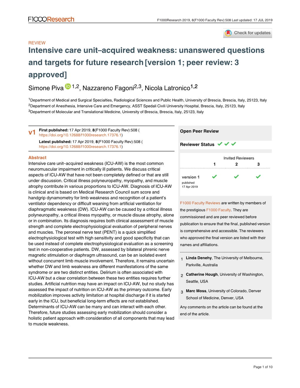 Intensive Care Unit–Acquired Weakness