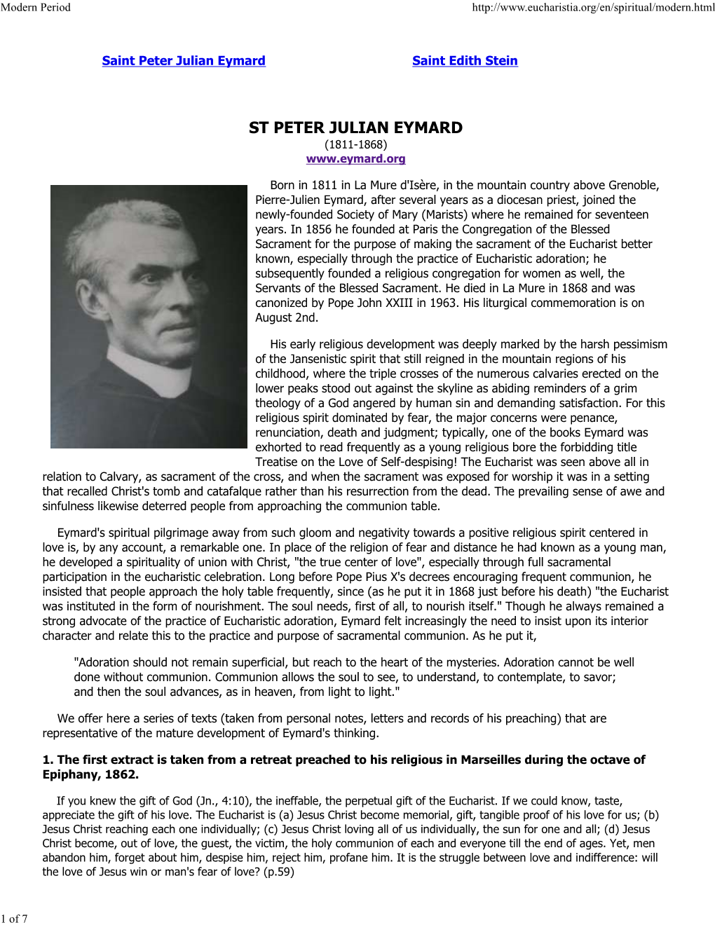 St Peter Julian Eymard (1811-1868)