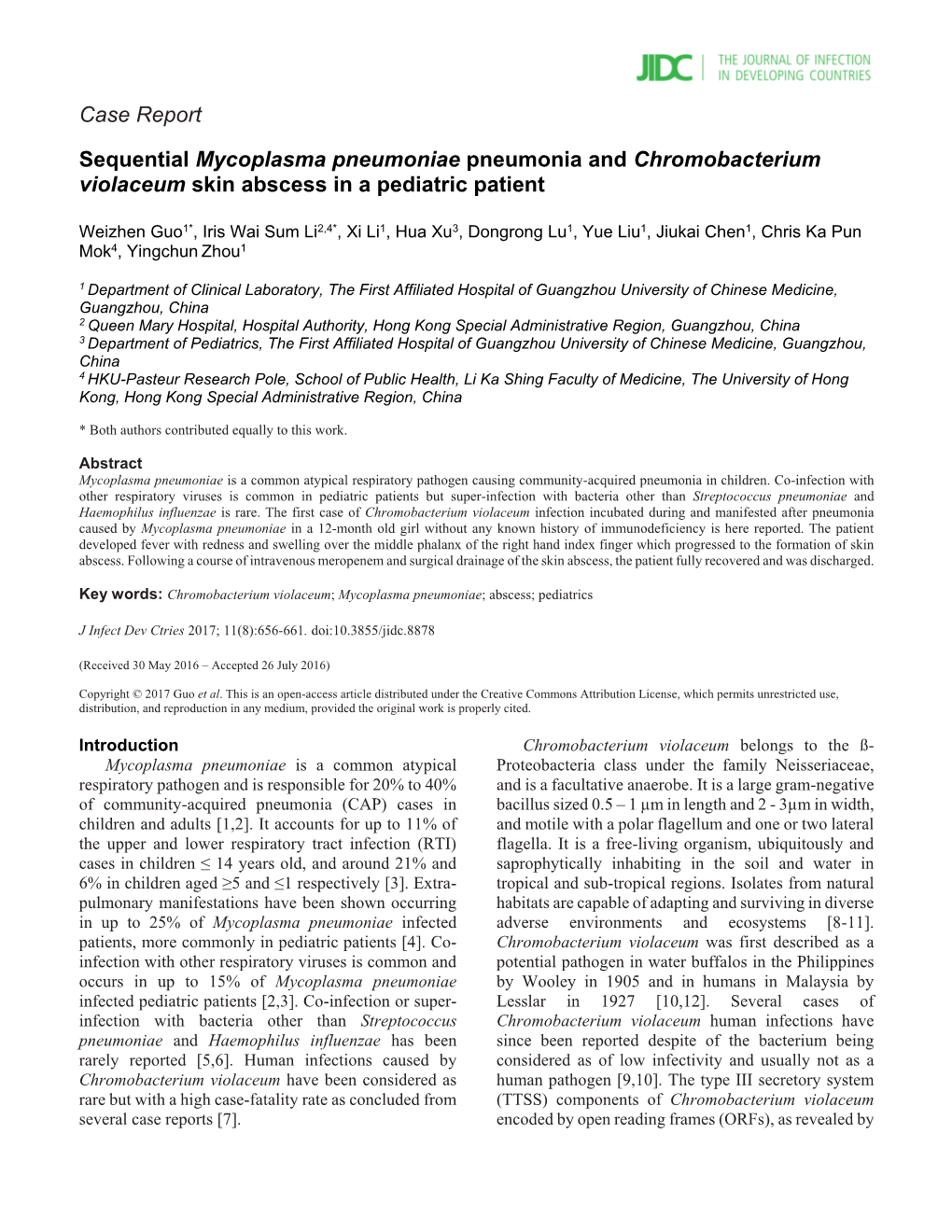 Case Report Sequential Mycoplasma Pneumoniae Pneumonia And