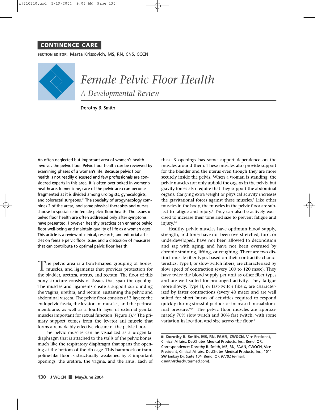 Female Pelvic Floor Health a Developmental Review