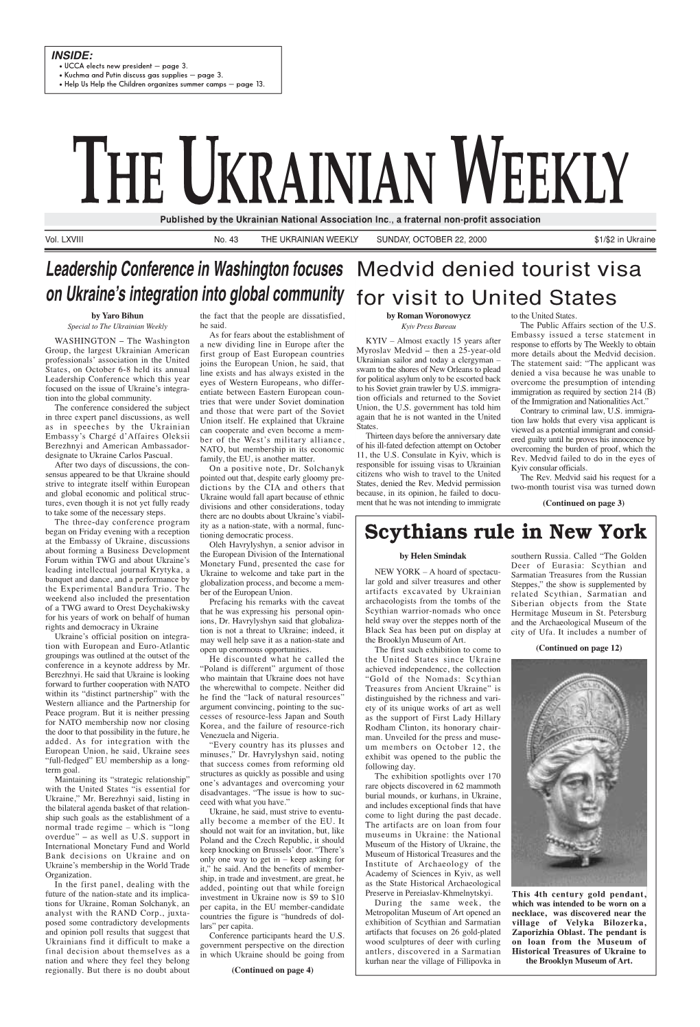 The Ukrainian Weekly 2000, No.43