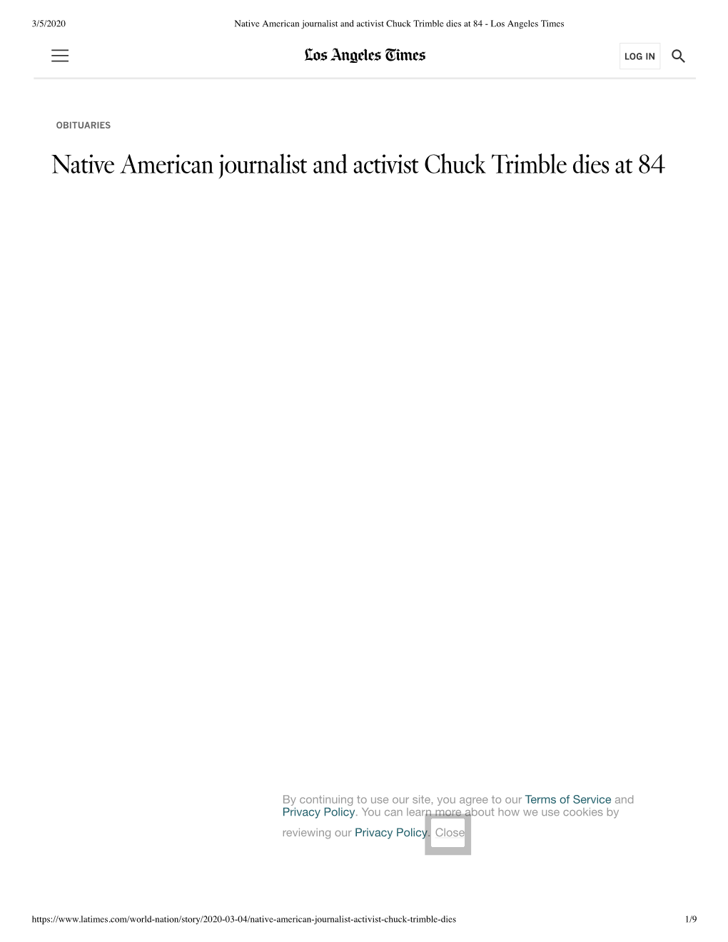 Native American Journalist and Activist Chuck Trimble Dies at 84 - Los Angeles Times