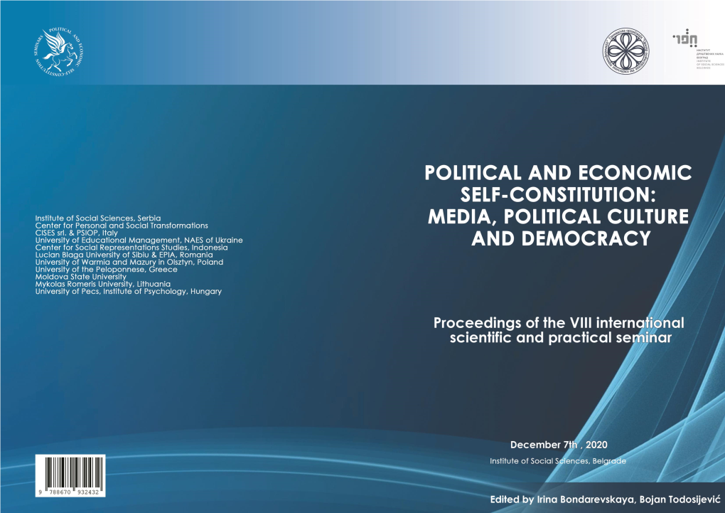 POLITICAL CULTURE and DEMOCRACY Proceedings of the VIII International Scientific and Practical Seminar December 7Th, 2020, Belgrade, Serbia