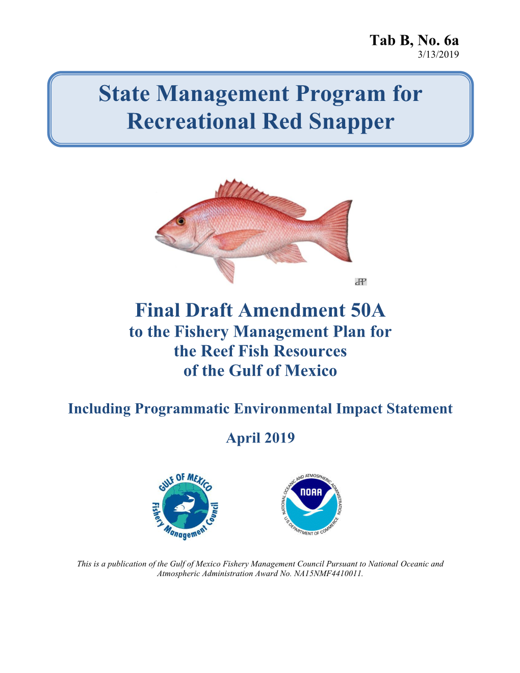 State Management Program for Red Snapper DEIS