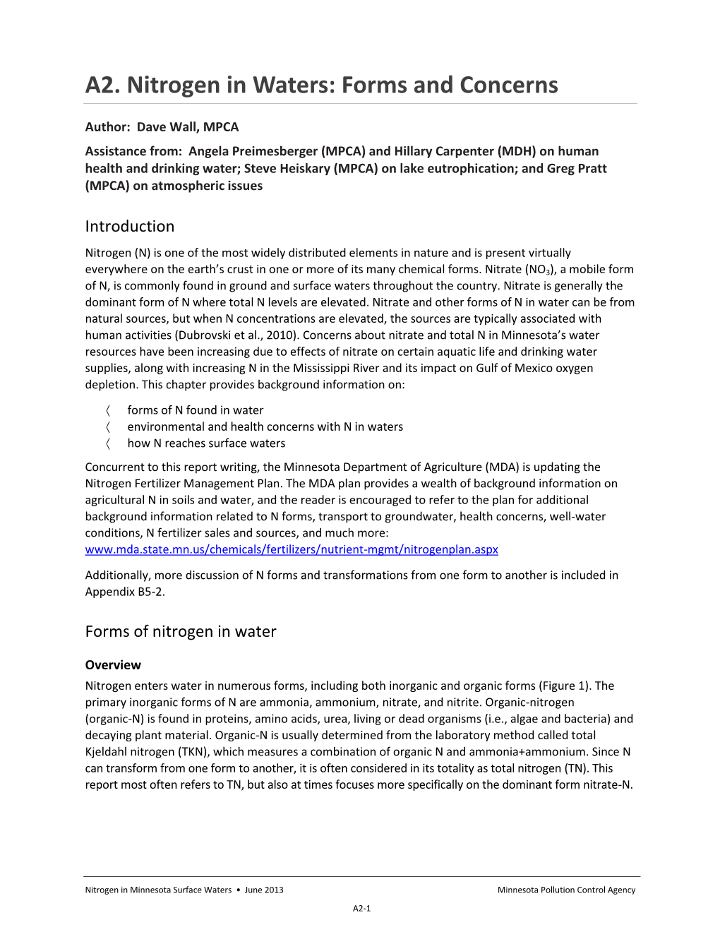 Nitrogen in Waters: Forms and Concerns