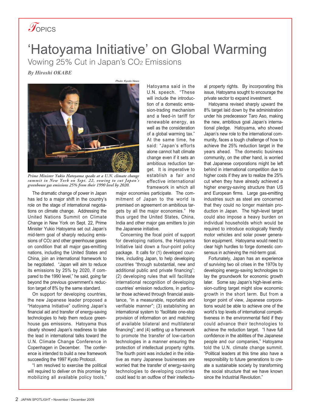 'Hatoyama Initiative' on Global Warming