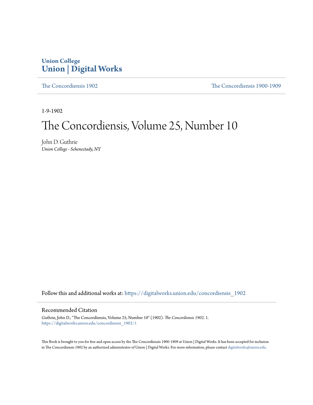 The Concordiensis, Volume 25, Number 10