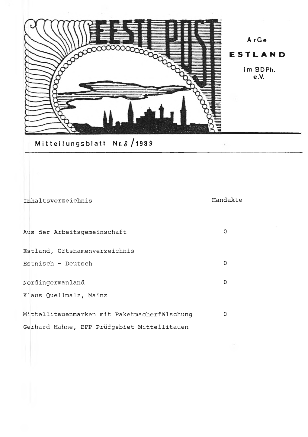 A Rge I M Bdph. E.V. Mitteilungsblatt N R. £ /1 9